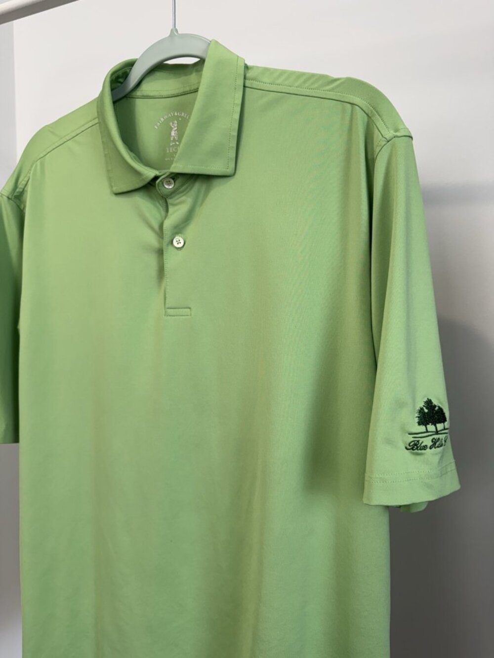 Fairway & Greene Golf Polo Men's Large Green Blue Hill CC Solid - Picture 3 of 11